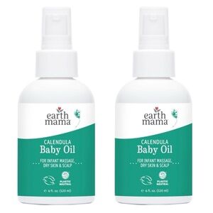 (2 Pack) Earth Mama Calendula Baby Oil For Massage Dry Skin + Scalp 06/26 NEW